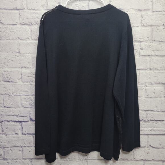 NWT Quacker Factory Sequin Full Zip Jacket Size 2X Black Cotton Blend Stretchy - Picture 7 of 9